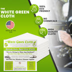 The White Green Cloth 4-Pack Reusable Cleaning Cloths for Streak-Free Windows, Mirrors & All-Purpose Use – Chemical-Free, Absorbent, Non-Abrasive, 16" x 16" White Cleaning Rags, Made in The USA