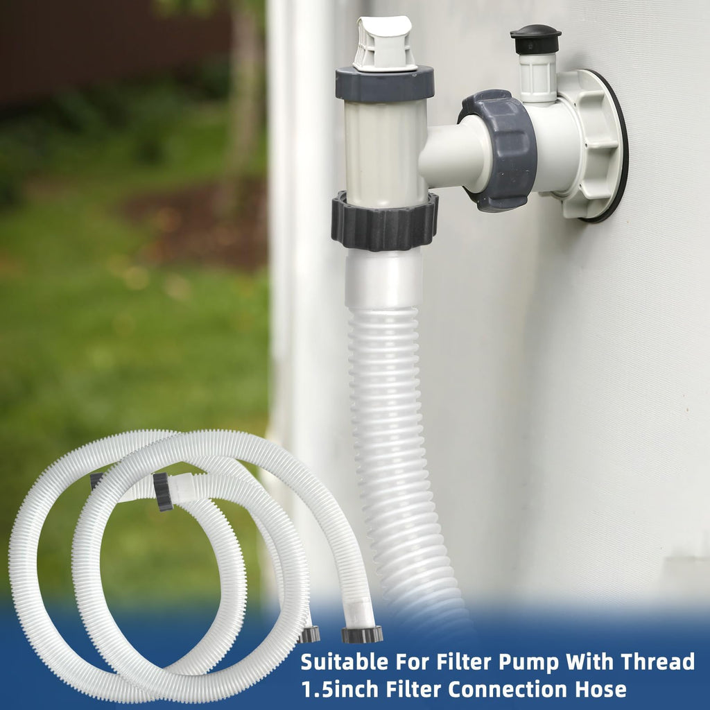 Conderyang 2 Pack 1 1/2 Pool Hose for Above Ground Pool 6ft Pump Replacement Hoses 1.5" EVA Heavy Duty Swimming Pool Hose for Above Ground, Filter Pumps, Saltwater Systems and Sand Filters (White)