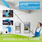 iHUFeather High Reach Duster Kit with14 ft Extension Pole High Ceiling Dusting and Window Cleaning Kit with Spliceable Pole - Cobweb Duster, Fan Blade, Window Washer & Squeegee and Feather Dusters