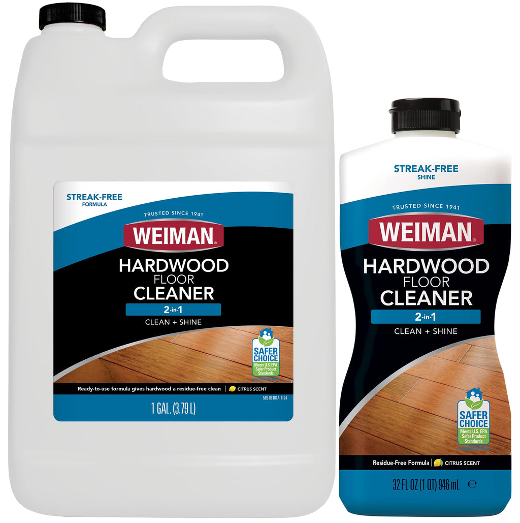 Weiman Hardwood Floor Cleaner Gallon and Refillable Squeeze Bottle - Finished Wood Surfaces