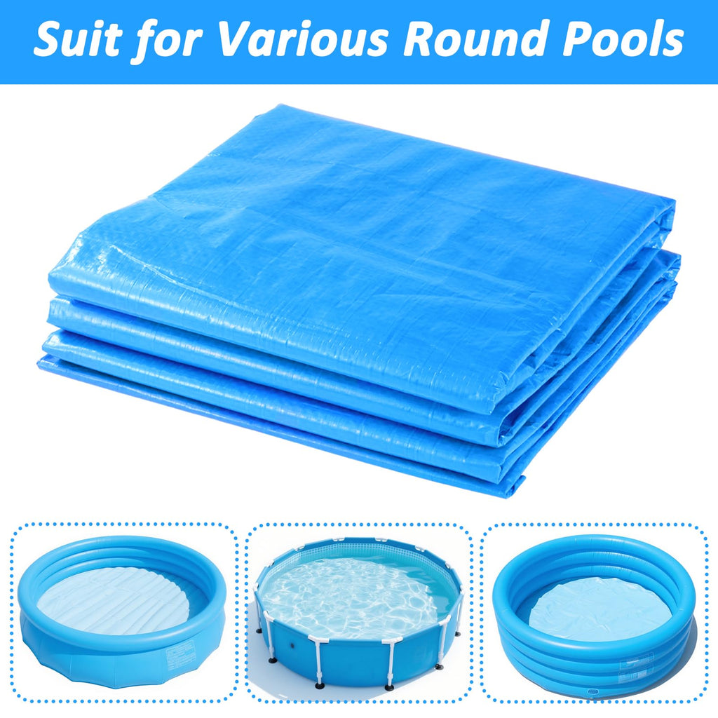 8FT Round Inflatable Above Ground Pool Cover, Round Pool Cover with Drawstring Design for Easy Installation,Solar Covers for Outdoor Inflatable Swimming Pools,Prevent Leaves, Debris and Dust