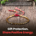 Buddha & Karma Tibetan Copper Beads Bracelet – Handmade Energy Healing for Strength, Balance & Protection – Adjustable Spiritual for Men & Women (GOLD)