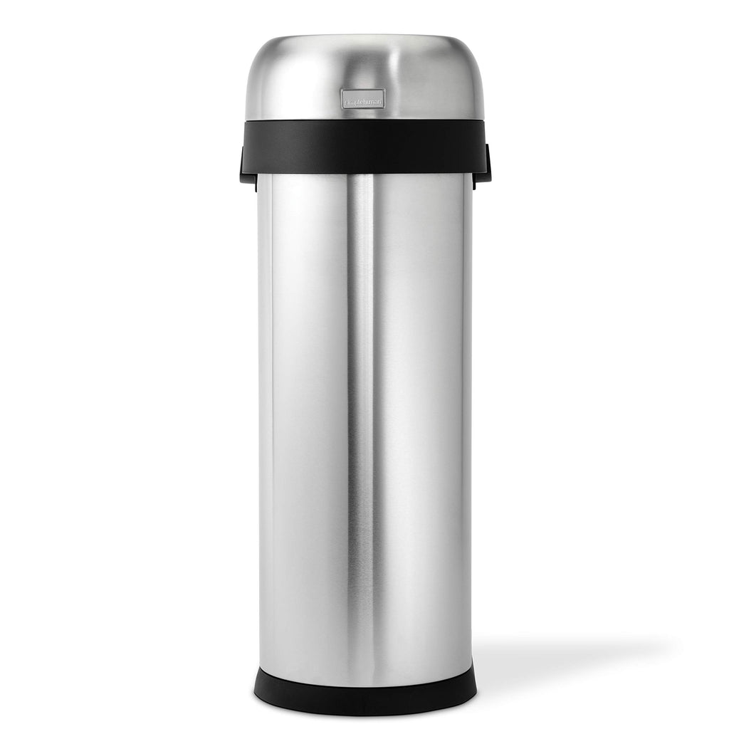 simplehuman 50 Liter / 13.2 Gallon Slim Open Top Trash Can, Commercial Grade Heavy Gauge Brushed Stainless Steel