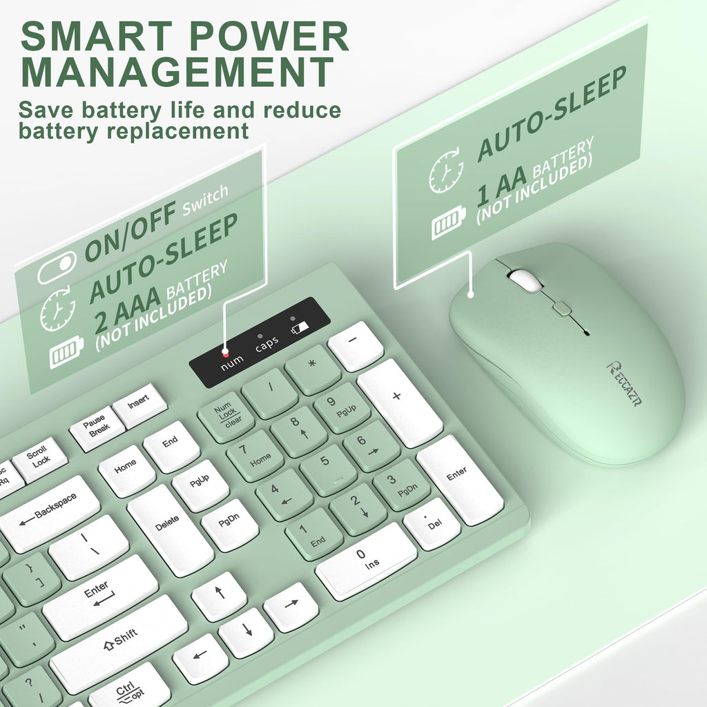 Wireless Keyboard and Mouse Combo Silent for Office and Home(Avocado Green)