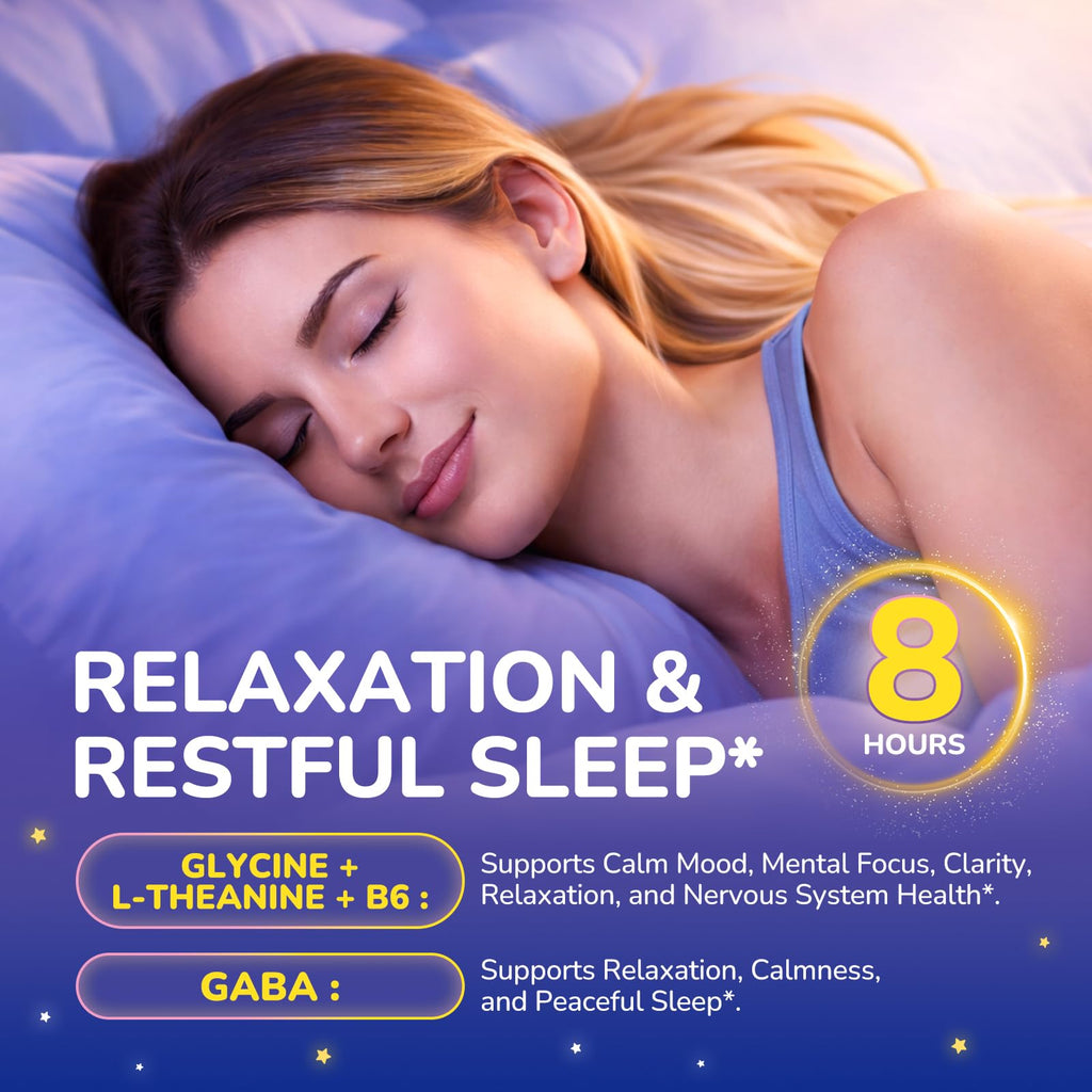 GZ HAOYUAN Glycine Gummies, Glycine 3g Supplements with NAC, L-Theanine, GABA, for Sleep, Relax, Nerve & Brain Support, Sugar Free, Vegan, Strawberr Flavor, 60 Cts
