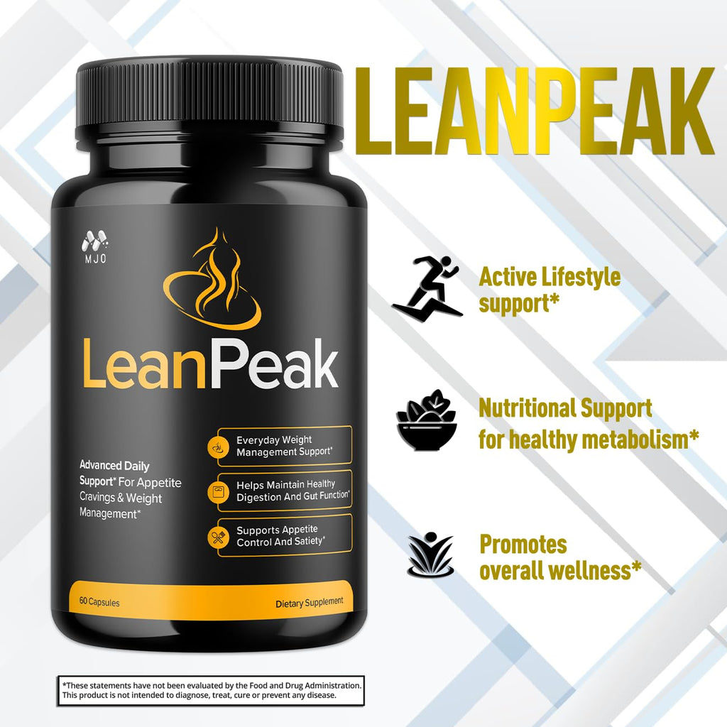 (5 Pack) Lean Peak Capsules, Official Lean Peak Weight Loss Pills with Natural Ingredients, Advanced Leanpeak Wellness Supplement, Natural Max Strength Healthy Lifestyle Support (300 Capsules)