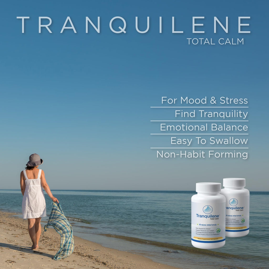 Tranquility Labs Tranquilene Total Calm - Stress Relief - All Natural Herbal Supplement - 60 Capsules - Extra Strength with Ashwagandha, Bacopa, B-Complex & More
