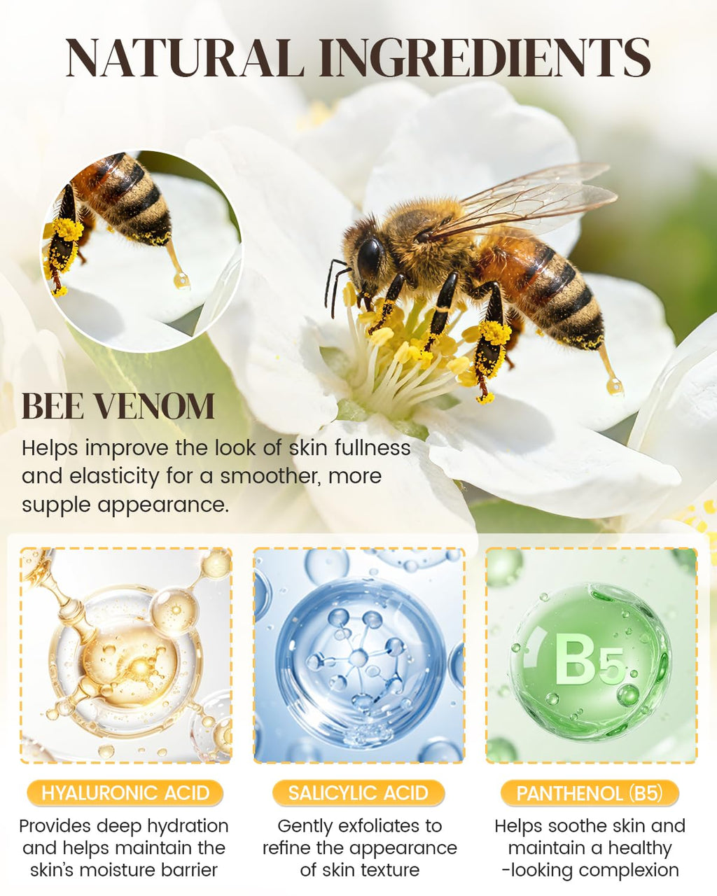 GAJUANR Bee Venom Moisturizing Cream, All-in-One Nourishing Moisturizer with Hyaluronic Acid, Firming & Hydrating Face and Body Cream, Natural Gentle Formula for All Skin Types (60g * 2PCS)