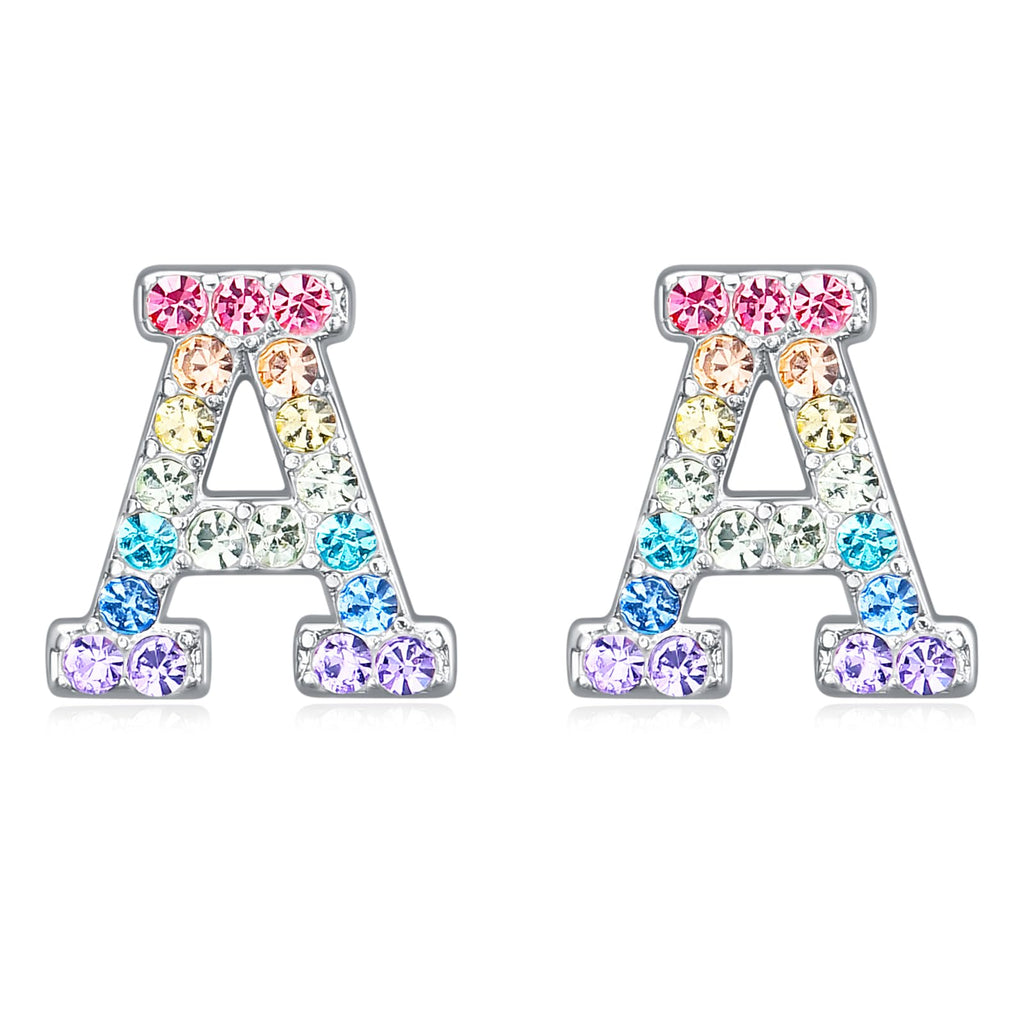 Girls Initial Letter Stud Earrings,Alphabet Number Earrings Gifts Jewelry for Women (A)