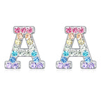 Girls Initial Letter Stud Earrings,Alphabet Number Earrings Gifts Jewelry for Women (A)