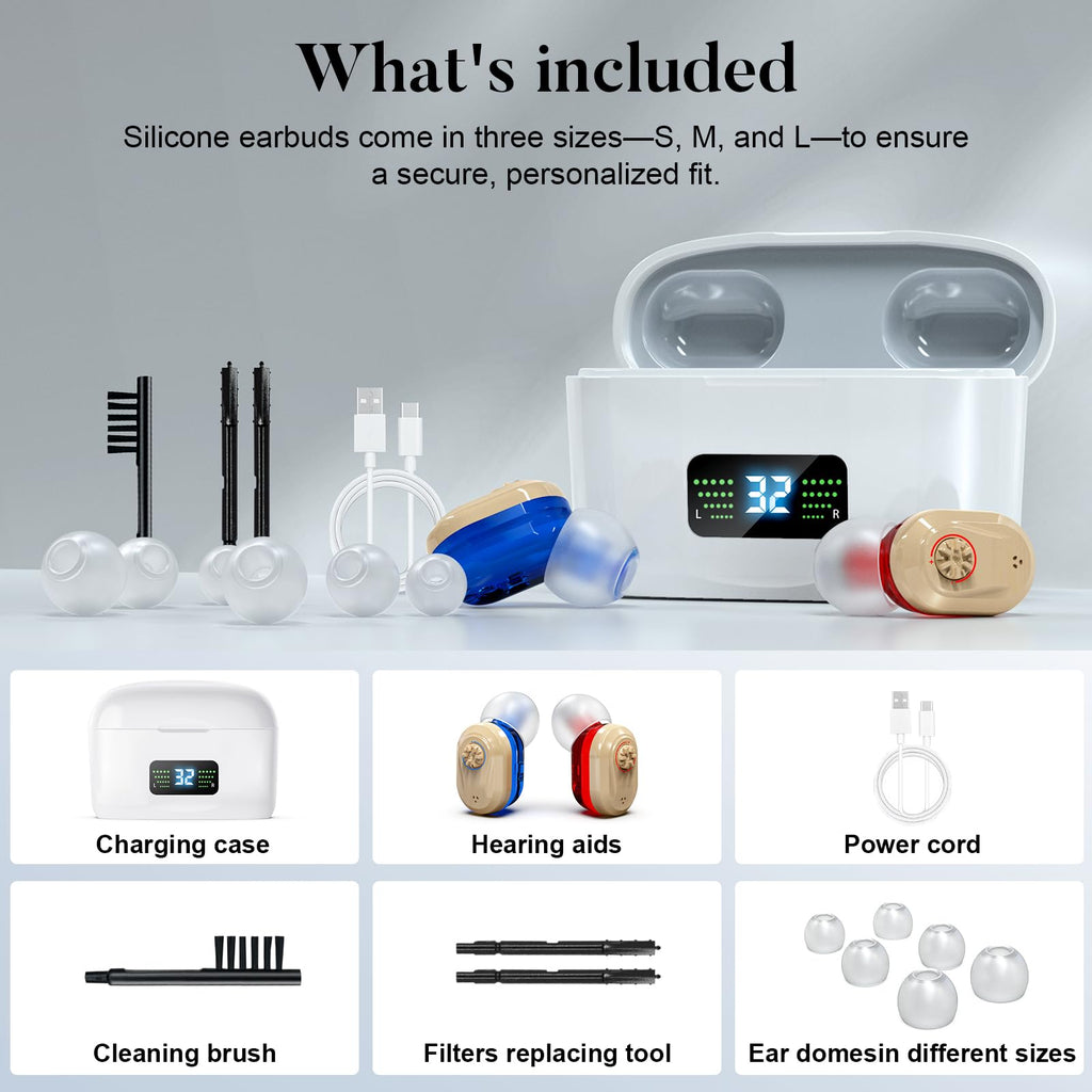 RlsitKee Hearing Aids, Hearing Aids for Seniors, Rechargeable, Hearing Amplifiers with HD digital Displays and Charging Case, Hearing Aid with Volume Adjustable and Noise Reduction for Hearing Loss