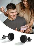 ChicSilver 925 Sterling Silver Earrings for Men, Hypoallergenic 8MM Viking Rune Men's Earring, Natural Black Onyx Mens Stud, Fathers Day Christmas Jewelry