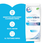 WaterWipes Sensitive Whole Body Cleansing Wipes, 99.9% Purified Water, XL Textured Wipes, Incontinence Care, Fragrance Free, 90 Count