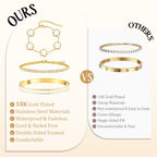 MOINSPIRE Gold Bracelets for Women, 18K Gold Plated Four Leaf Love Tennis Nail Clover Bangle Bracelets Set Non Tarnish, Stainless Steel Trendy Stackable Bracelet Fashion Jewelry Accessories Gifts