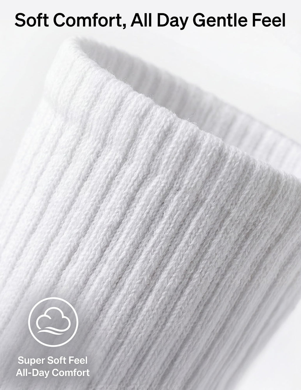 HUE Mini Crew Socks for Women, 6-Pack, White, One Size