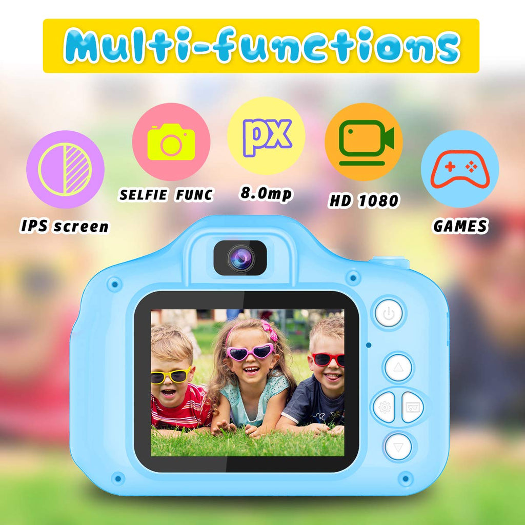 Seckton Upgraded Kids Selfie Camera, HD Digital Video Camera for Kids-Blue