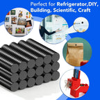 TRYMAG Small Rare Earth 6 Different Sizes Black 255Pcs Tiny Magnets for Crafts, Heavy Duty Neodymium Round Mini Refrigerator Magnets for Whiteboard, Locker, Kitchen, Office, School