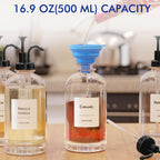 16.9 oz/500 ml Coffee Syrup Dispenser Set - 4 Glass Bottles with Black Pumper and Syrup Labels - Precise Dispensing and Stylish Addition to Coffee Shop, Cafe or Home Bar