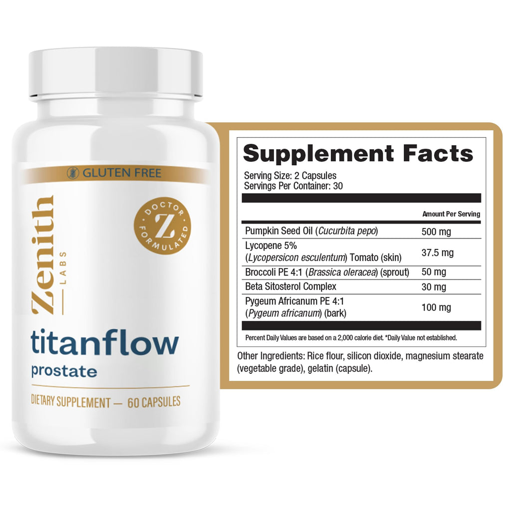 Zenith Labs - TitanFlow - Prostate Supplements for Men - with Pumpkin Seed Oil to Support Urinary and Prostate Health