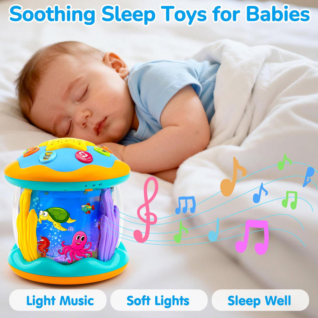 Tsomtto Toddler Toys Ocean Projector Rotating Musical Learning Toys