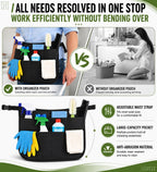 Cleaning Tools Cleaning Caddy with Wheels and Cleaning Apron, Large Rolling Cleaning Caddy Bag with Detachable Trolley, 6PCS Crevice Cleaning Brush Set, Adjustable Shoulder Strap & Multiple Pockets
