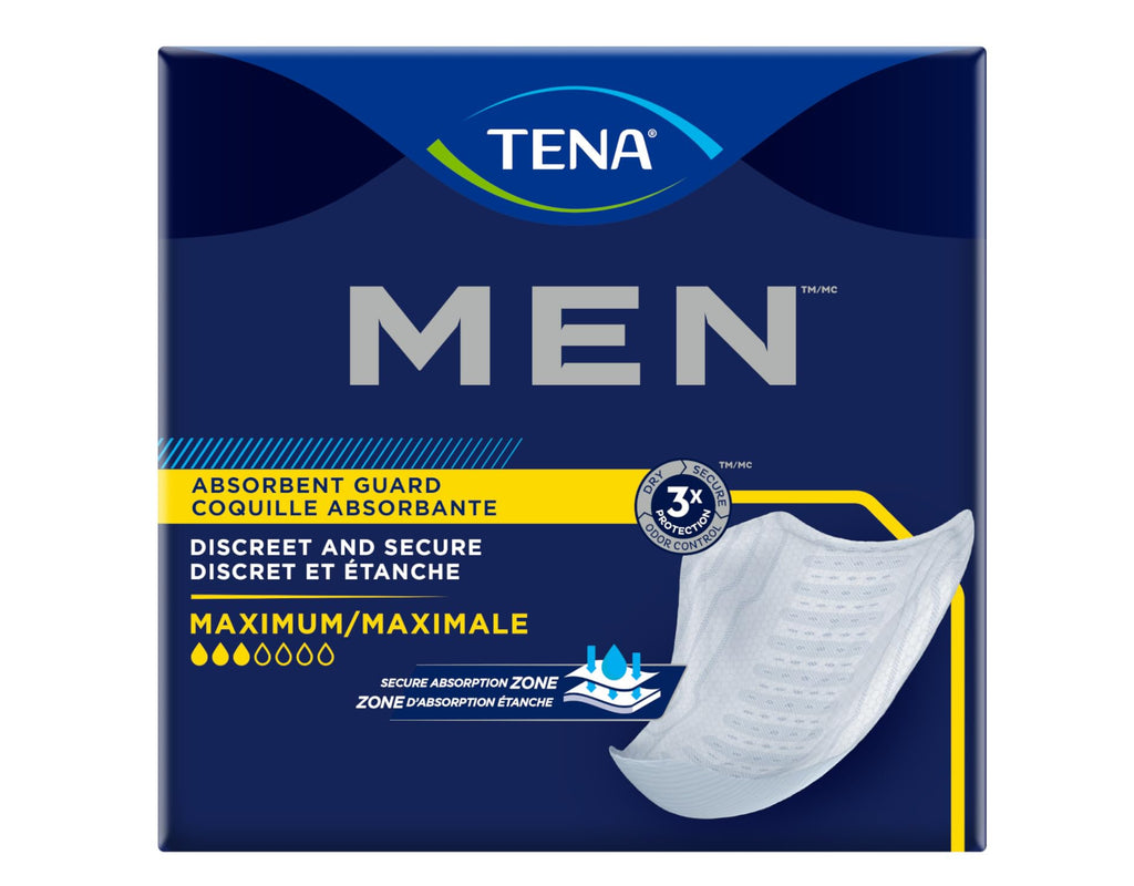 Tena Men Maximum Male Incontinent Pad Cup Shape 8" L 50600, Maximum, 120 Ct