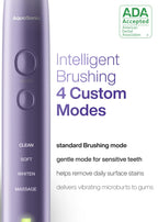 Aquasonic Vibe Series Ultra-Whitening Toothbrush – ADA Accepted Electric Toothbrush - 8 Brush Heads & Travel Case – 40,000 VPM Motor & Wireless Charging - 4 Modes w Smart Timer – Satin Violet