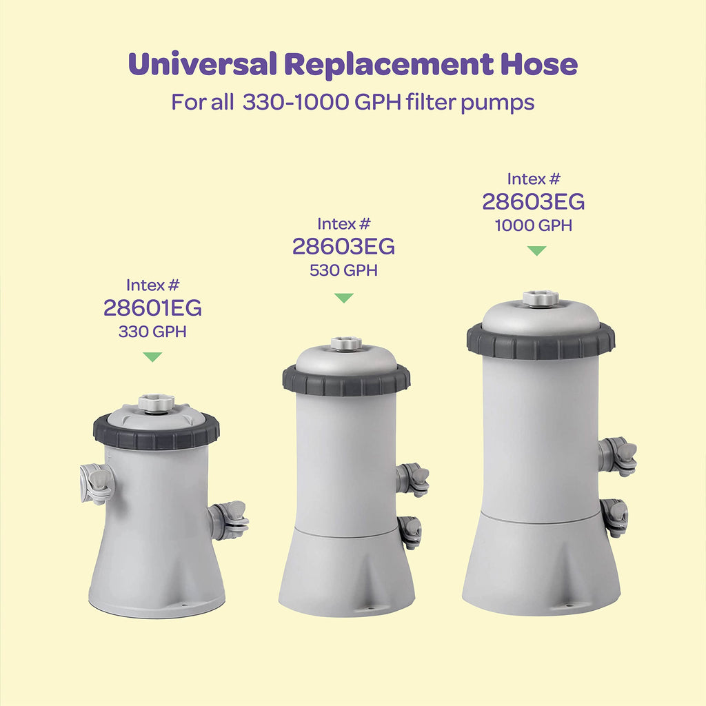 Replacement Hose For Above Ground Pools [Set of 4] 1.25" Diameter, 59" Long Accessory Pool Pump Replacement Hose - Filter Pump Hose Compatible with Intex Pump Models #607/#637