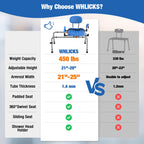 WHLICKS Sliding Shower Chair with Wide 360° Swivel Seat, 450lbs Tub Transfer Bench for Bathtub, Adjustable Height and Arms Width Shower Seat for Inside Shower, Shower Chair for Elderly and Disabled