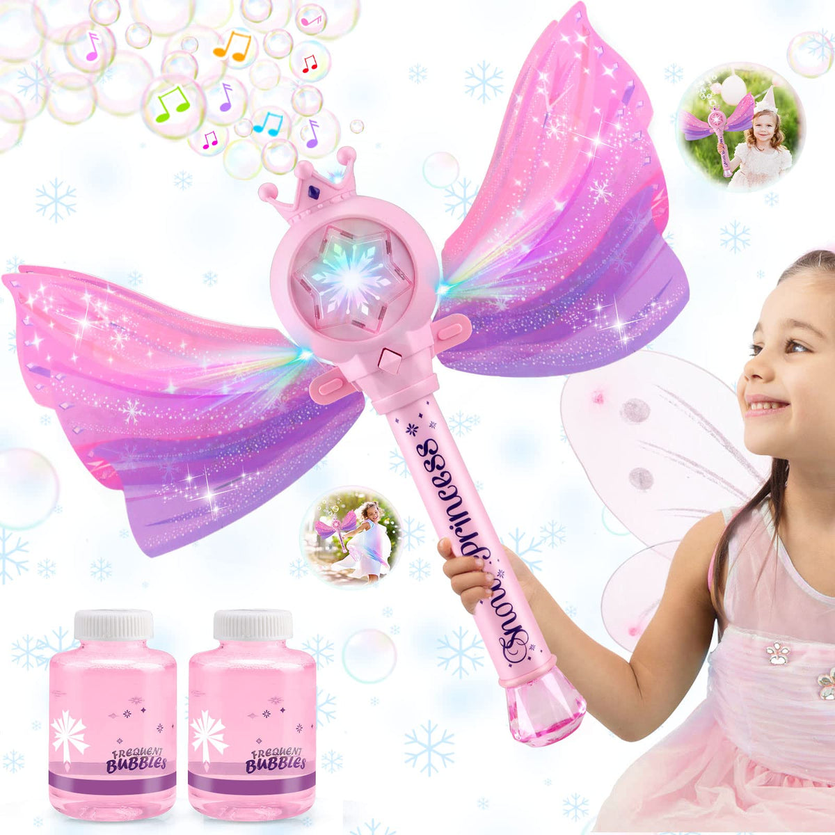Britik Bubble Wand for Kids, LED Light Music Bubble Toys Girl Gifts Age 3+