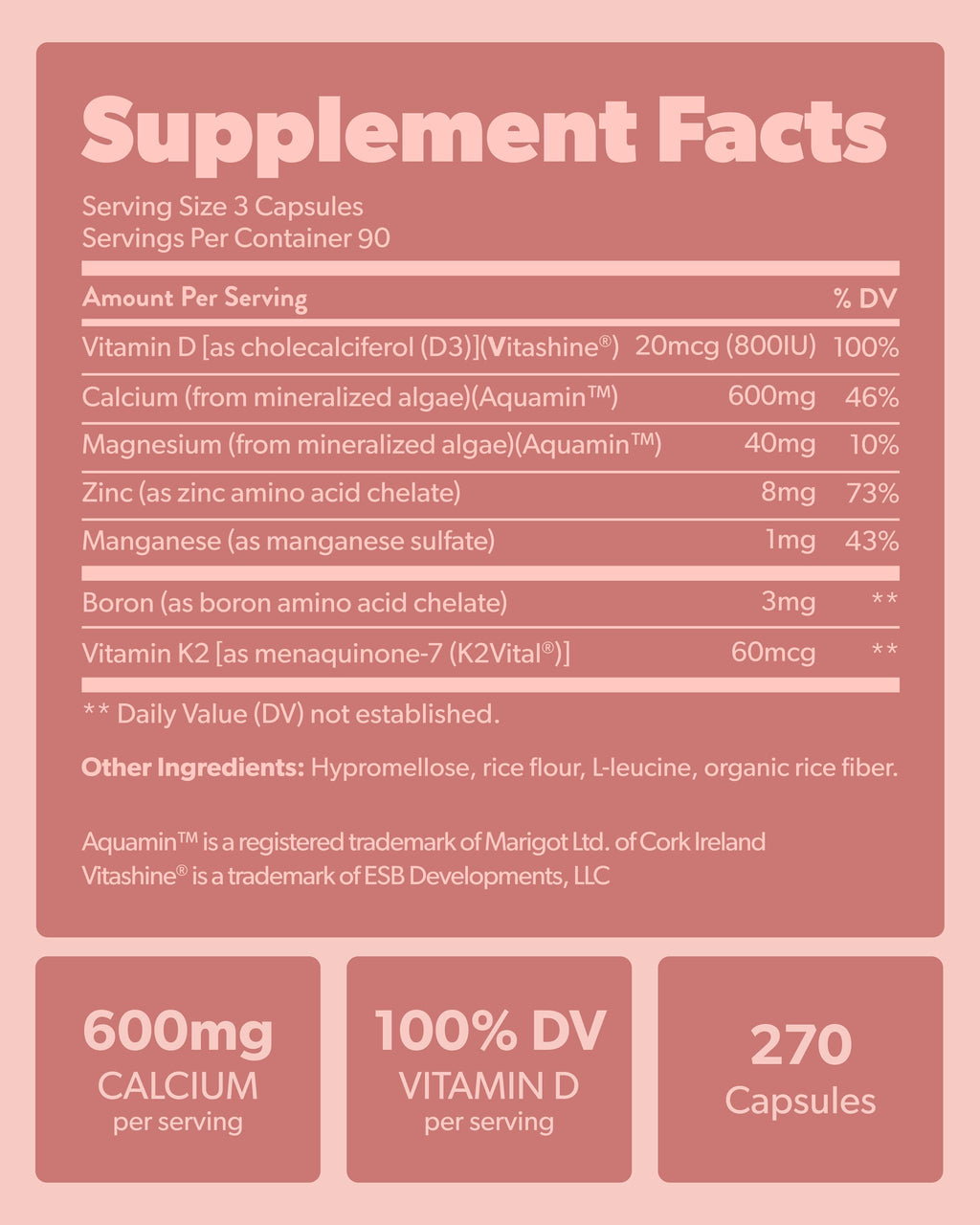 Calcium Supplement - Whole Food with Vitamin K2 & D3, Magnesium, Zinc, Boron, Mineral Complex. Sourced Sustainably from Red Algae. for Bone Strength and Support. Non-GMO & Vegan (270 Count)
