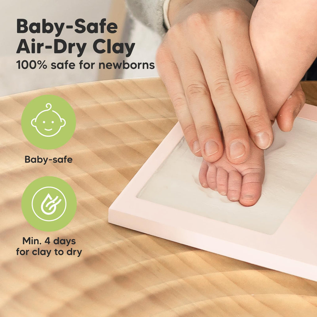 KeaBabies Baby Hand and Footprint Kit, Clay Keepsake Frame (Petal Pink)