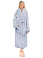 PAVILIA Premium Womens Plush Soft Robe, Sherpa Bathrobe, L/XL Light Blue