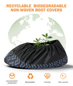 DclobTop 200Pack Black Recycable Shoe Covers Disposable -Non-Slip Shoe Covers for Indoors Reusable, Durable, Breathable Booties, 2 Sizes Fits Up To 12 US Men and 13 US Women Size