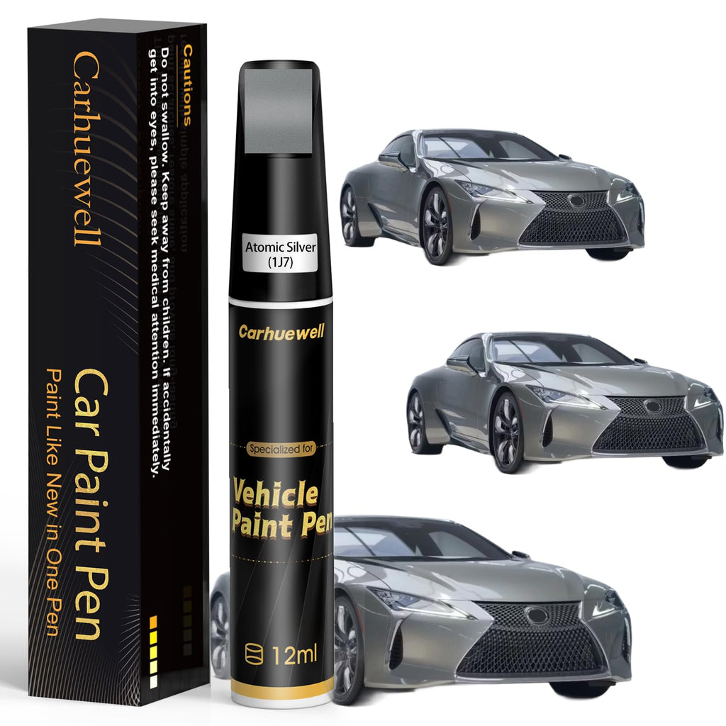 (1J7) Atomic Silver Touch Up Paint Compatible with Lexus, Exact Match Car Paint Pen Automotive Scratch Repair Remover Kit Quick & Easy Solution for Vehicle Chips and Nicks