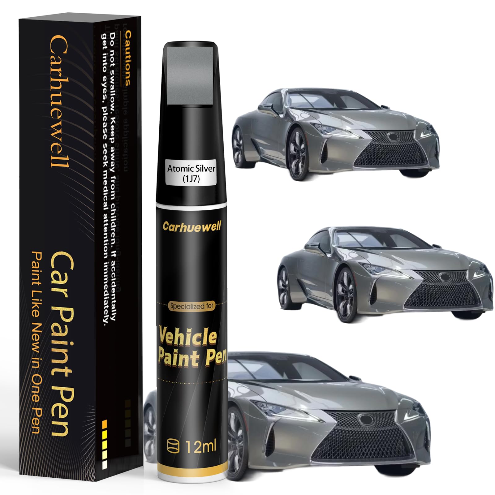 (1J7) Atomic Silver Touch Up Paint Compatible with Lexus, Exact Match Car Paint Pen Automotive Scratch Repair Remover Kit Quick & Easy Solution for Vehicle Chips and Nicks