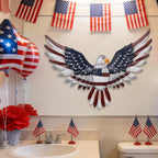 24" Large American Flag Bald Eagle Metal Wall Art, Patriotic Wall Decor