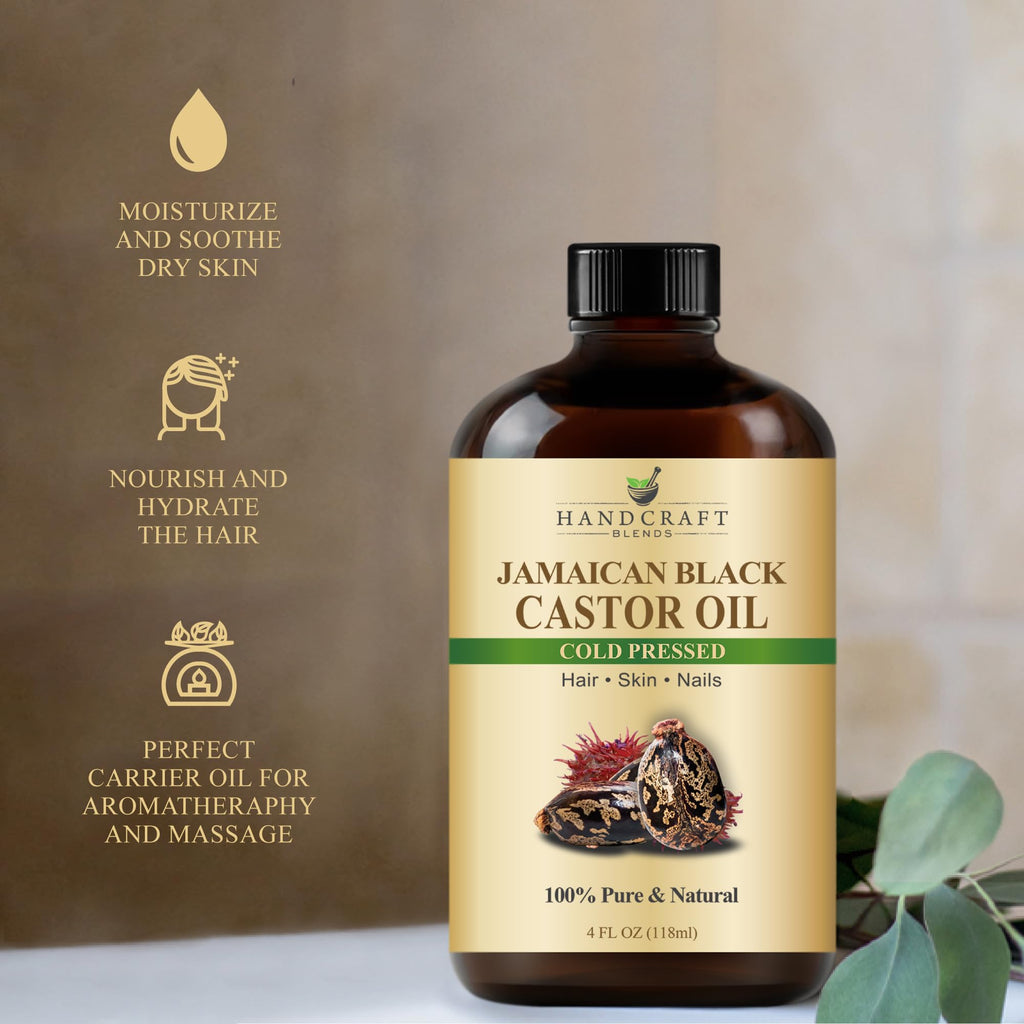 Handcraft Blends Jamaican Black Castor Oil - 12 Fl Oz - 100% Pure and Natural - Premium Grade Oil for Hair Growth, Eyelashes and Eyebrows - Carrier Oil - Hair and Body Oil