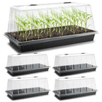 1020 Plant Tray with Tall 7.3" Dome, 5-Pack Extra Large Seed Starter Tray with Humidity Domes, Heavy Duty 1020 Trays and Flats with Lid, Seed Germination Mini Greenhouse No Hole for Balcony Garden