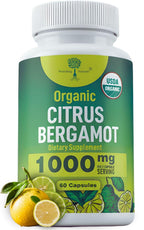 Organic Citrus Bergamot Supplement - Only USDA Organic, 50% Polyphenols - Cholesterol - Heart - Lipids- 3rd Party Tested - USA Made Supplement Vegan Capsules - Enhances Overall Wellness