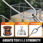 CELYND Stainless Steel Cable for Railing - 500FT 1/8" T316 Wire Rope Cable for Deck Railings System Kit