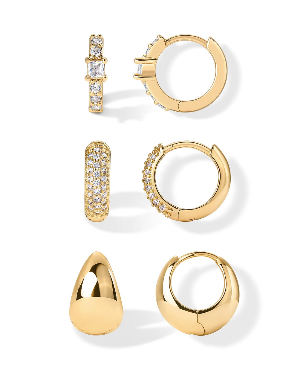 PAVOI Sterling Huggie Earrings for Women, 925 Silver, Yellow Gold
