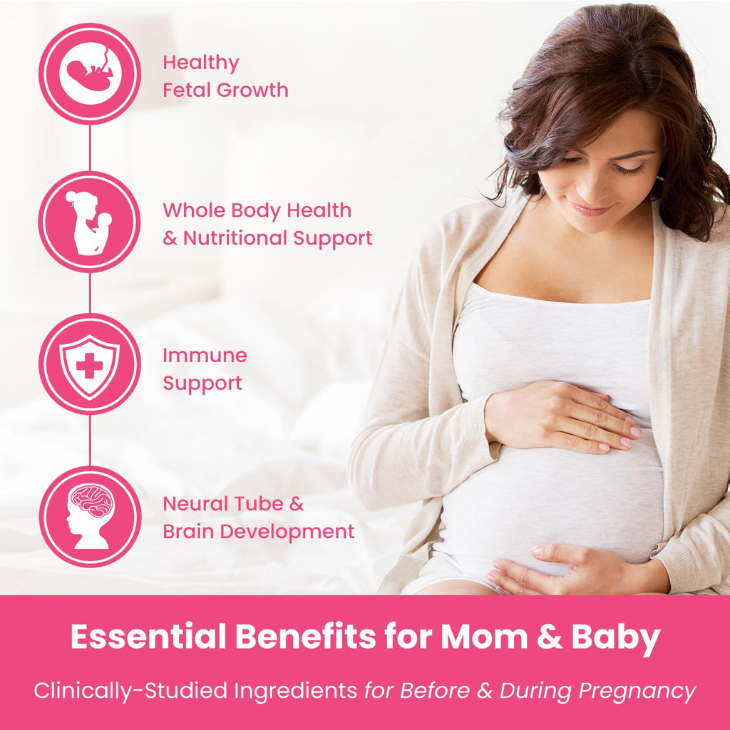Prenatal Vitamin Gummies with DHA | Vegan Prenatal Vitamins for Women with Omega 3, Methylfolate, Choline & D3, Pregnancy Vitamins for Fetal Development | Gummy Multivitamin Supplement, 120 Count