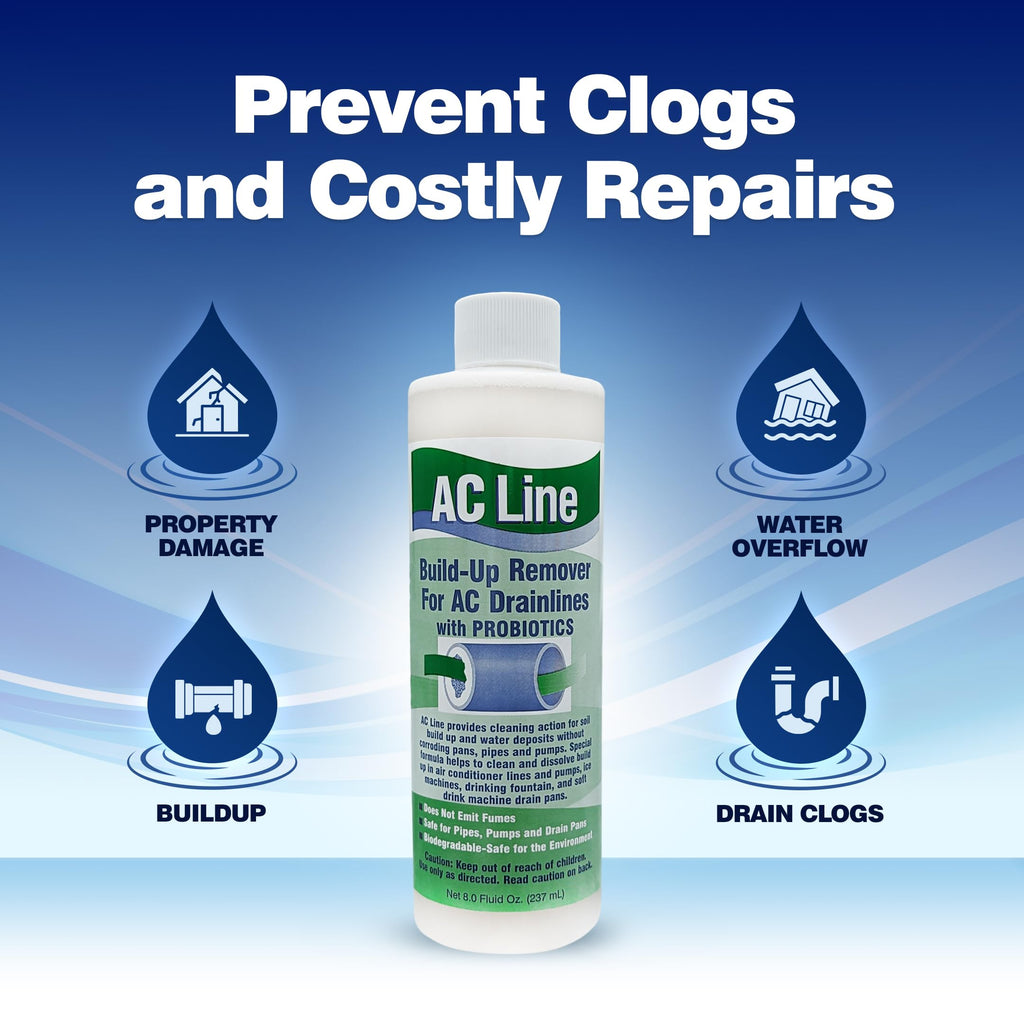 AC Drain Line Cleaner - 4 Pack / 12 Month Supply - Cleans HVAC drain lines, condensate lines, and more
