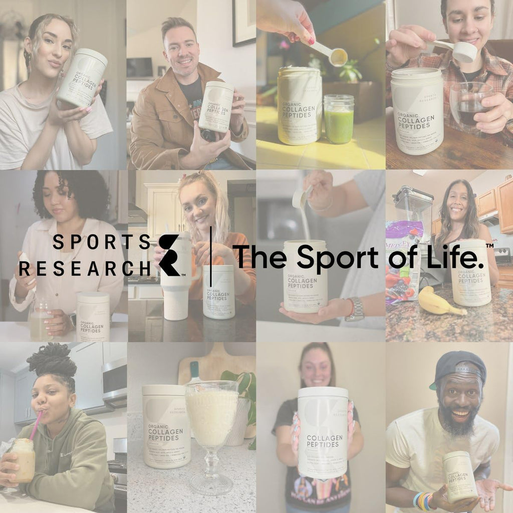 Sports Research® Multi Collagen Protein Powder - Food Sourced Collagen Peptides (Type I, II, III, V, X) with Hyaluronic Acid + Vitamin C - Gluten Free · Non-GMO · 30 Servings (Unflavored)