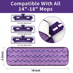 18 inch Mop Pads Refills, 3 Pack Microfiber Reusable Replacement Mop Pads Flat Replacements Heads for Wet Or Dry Floor Cleaning and Scrubbing, Blue & Purple Cloth