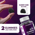 Vitamatic Iron 65 mg Gummies Supplement for Women & Men - 60 Vegan Gummies - Great Tasting Iron Gummy Vitamins with Vitamin C (1)
