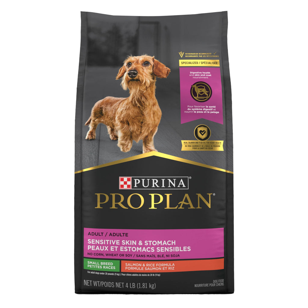 Purina Pro Plan Sensitive Skin & Stomach Dry Dog Food, Small, 4 lb Bag