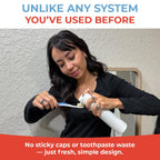 SqueezMe EasyPump Toothpaste Dispenser System - No-Mess Toothpaste Dispenser for Kids, Adults, Families - Hygienic Design & Easy One-Hand Use - Organizers & Accessories for Bathroom - Universal Fit