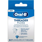 Oral-B Threader Floss 30 Count: 6 Envelopes of 5 Threaders (Pack of 3)